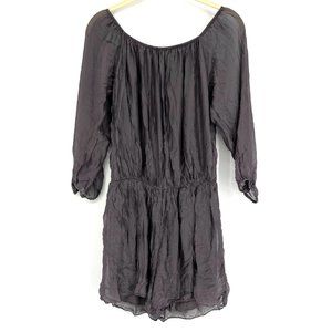 Sofia Collection Size Small Silk Blend Romper Grey 3/4 Sleeves Made In‎ Italy